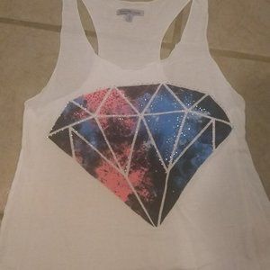 White diamond rhinestone tank sz small